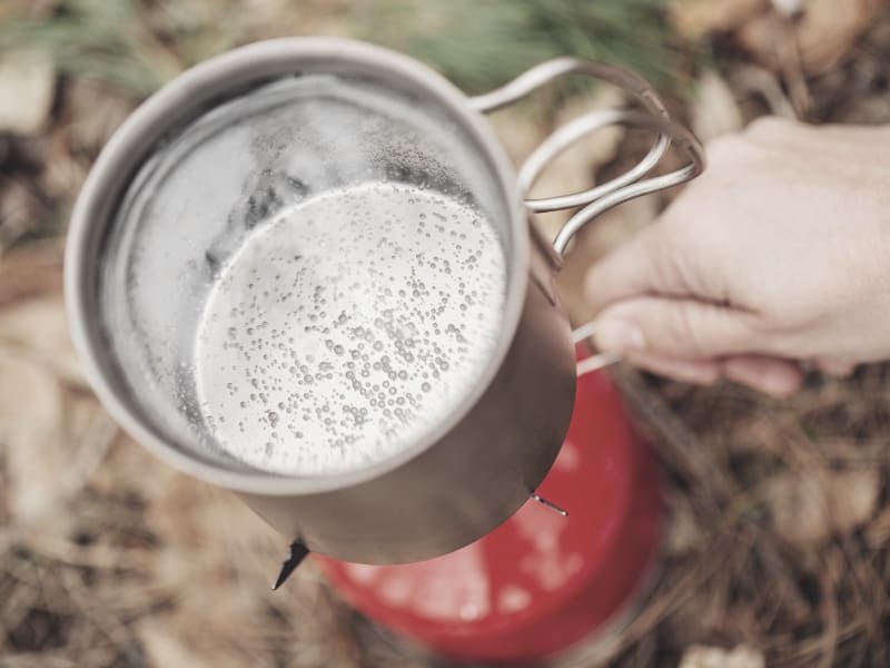 boiling water on backpacking stove